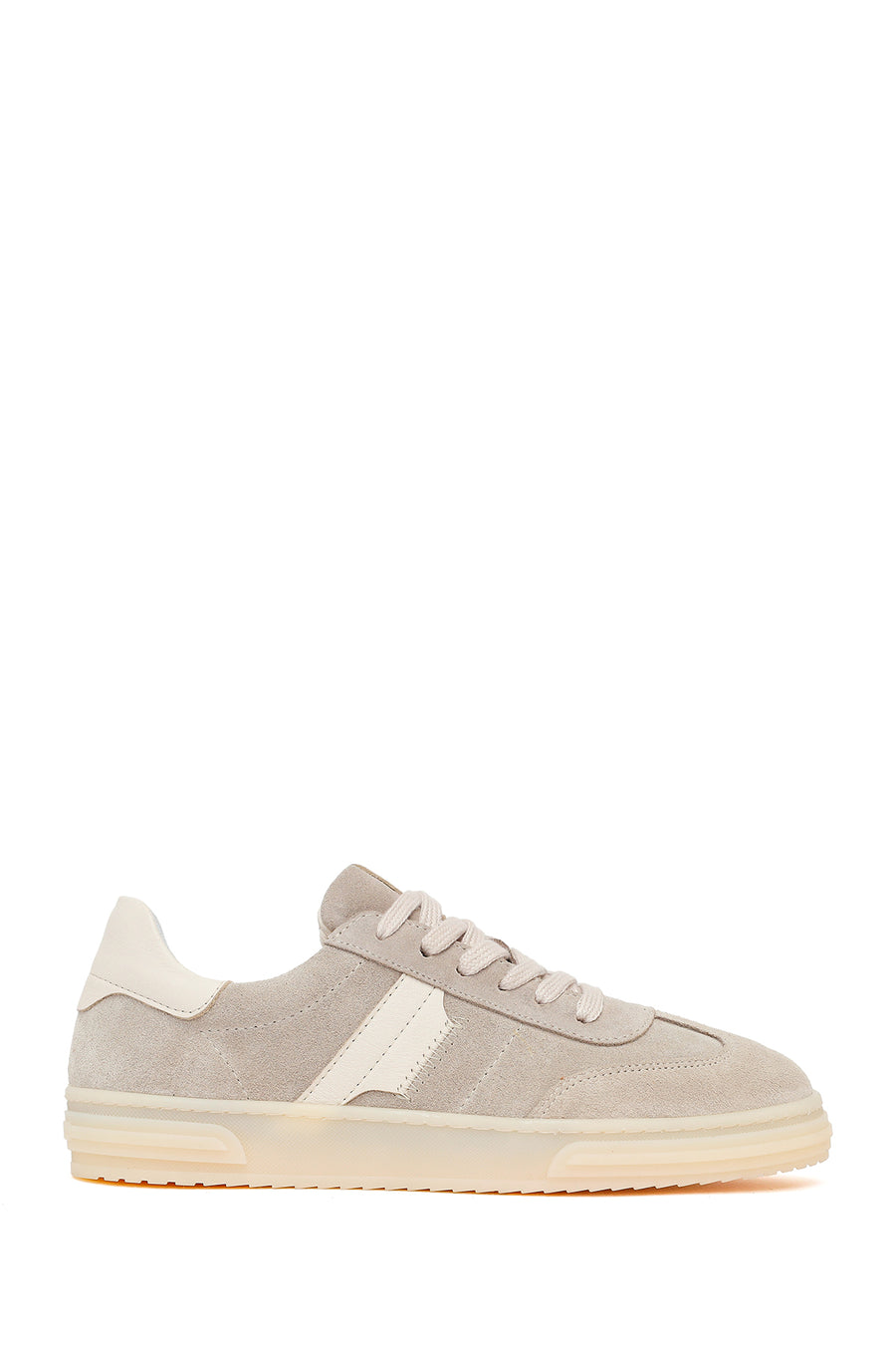 Woman Beige Lace-Up Suede Leather Sneakers 26PFD371110 | Derimod