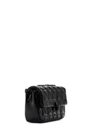 Women's Black Long Strap Quilted Metallic Crossbody Bag | Derimod