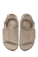 Women's Beige Strappy Suede Leather Sandals | Derimod