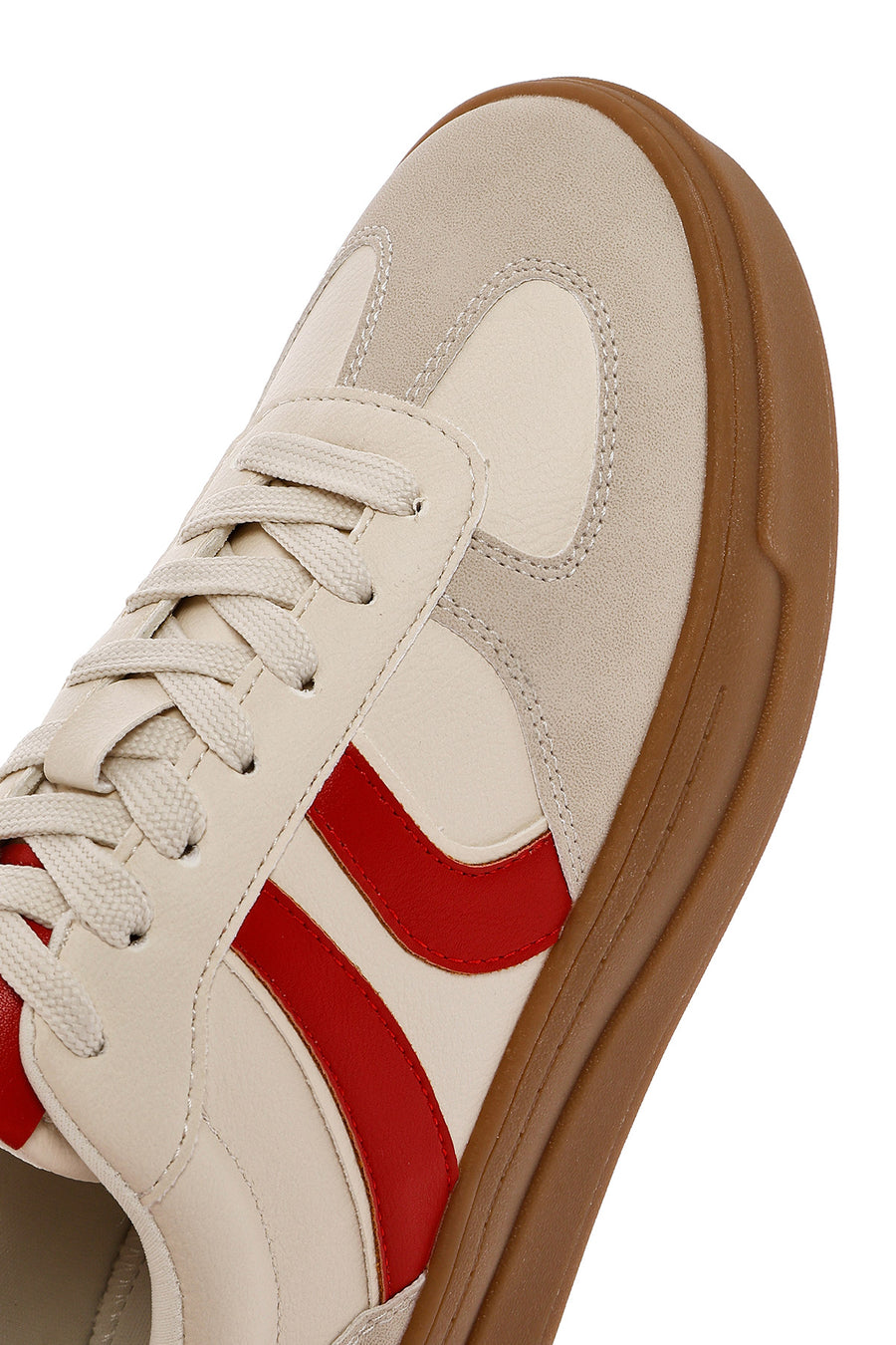 Kadın Bej Bağcıklı Kalın Tabanlı Sneaker