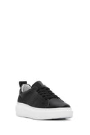 Kadın Siyah Bağcıklı Deri Sneaker | Derimod