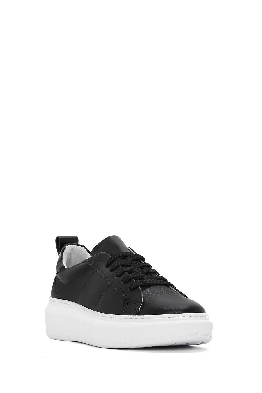 Women's Black Lace-Up Leather Sneaker