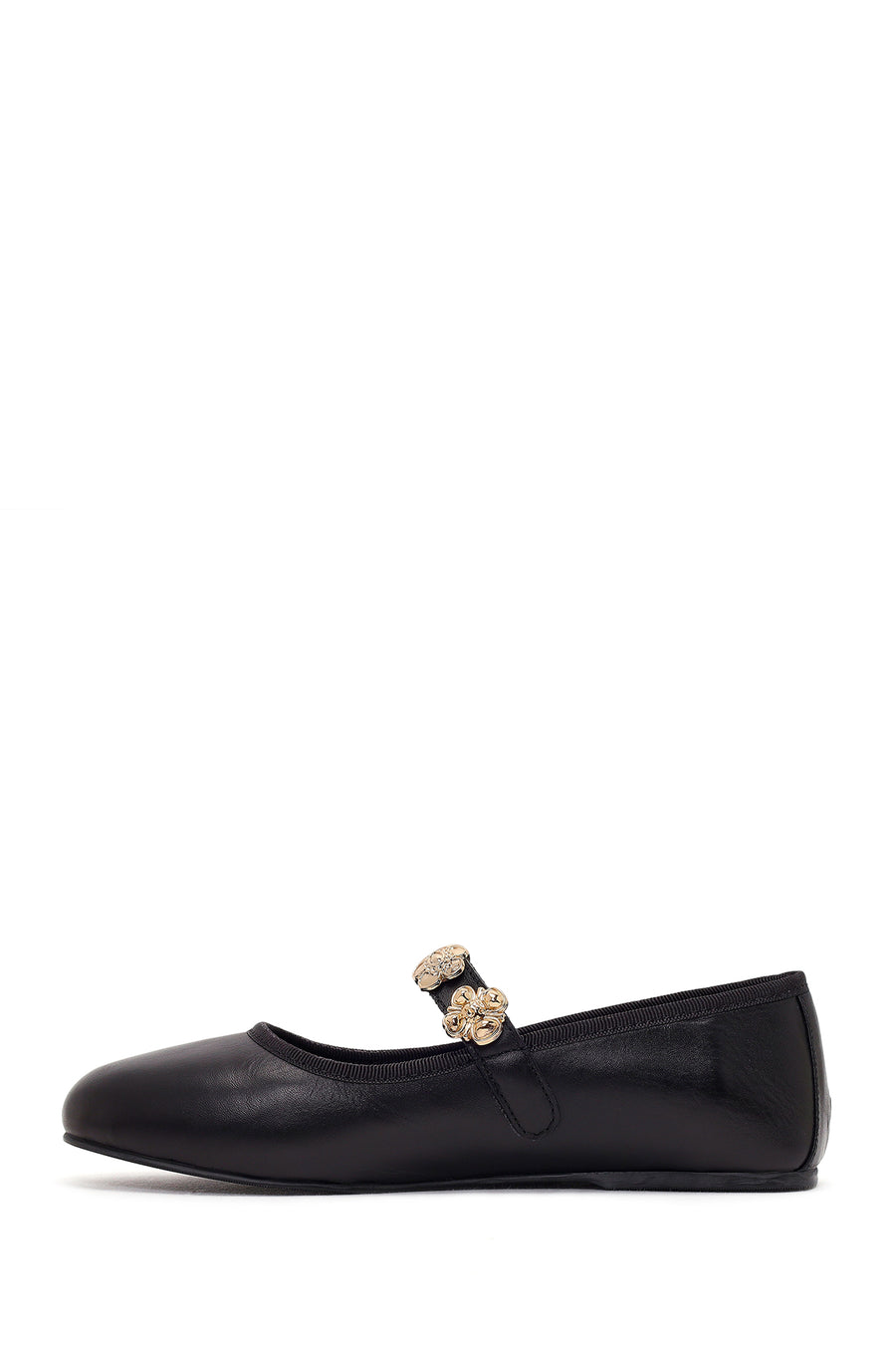 Women's Black Buckle Leather Ballerinas