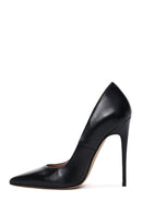 Women's Black Leather High Heel Stiletto | Derimod