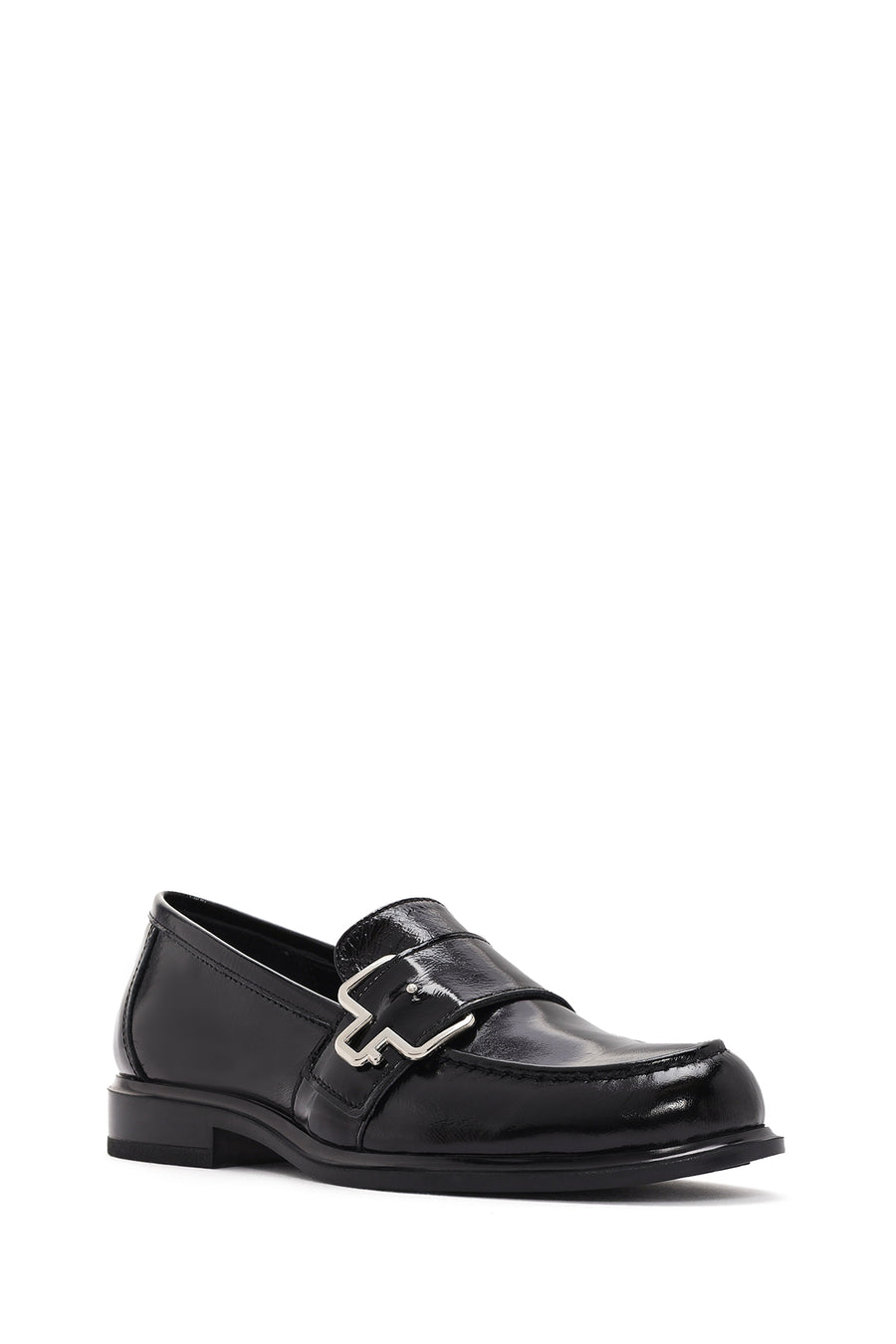 Women's Black Patent Leather Masculine Loafer