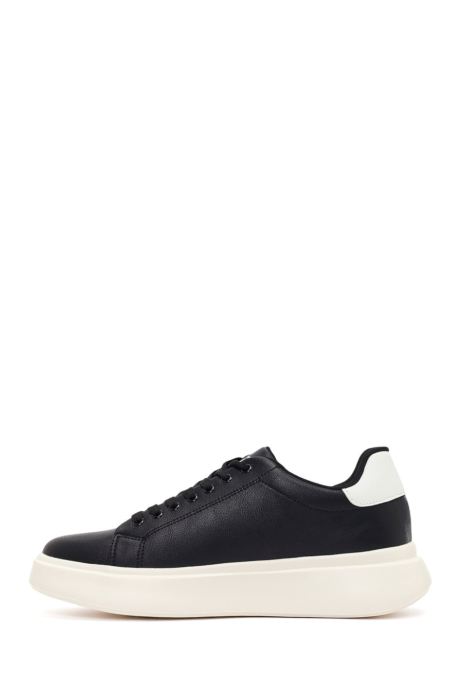 Men's Black Lace-Up Thick Sole Sneaker