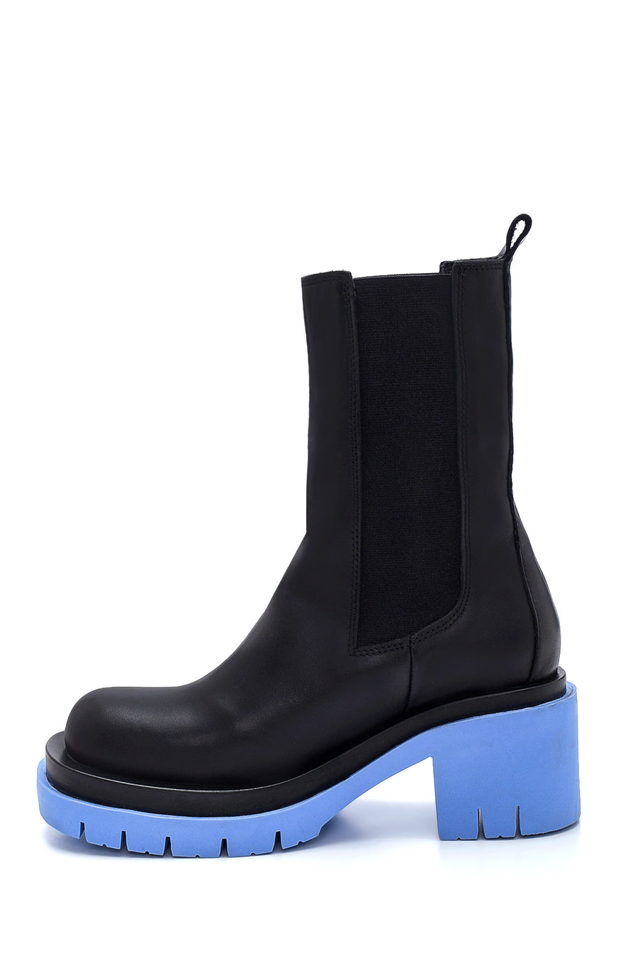 Women's Black Leather Heeled Chelsea Boots