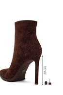Woman Brown Zip Closure High Thin Heeled Suede Boots | Derimod