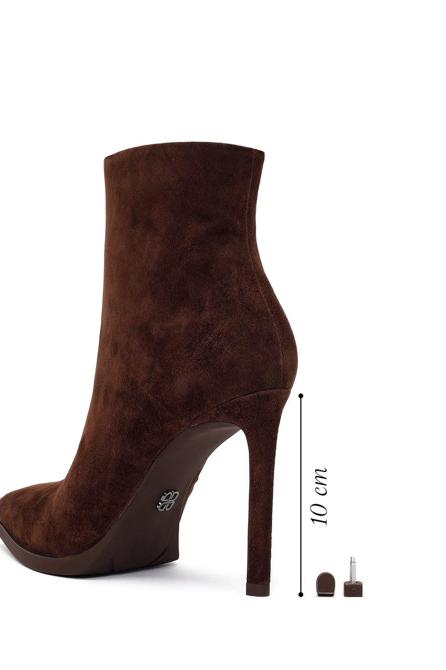 Woman Brown Zip Closure High Thin Heeled Suede Boots