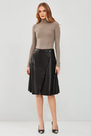 Mia Women's Black Leather Skirt | Derimod