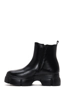 Women's Black Leather Zippered Boots | Derimod