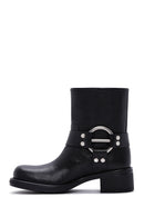 Women's Black Leather Buckle Boots | Derimod