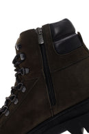 Men's Khaki Nubuck Leather Zippered Boots | Derimod