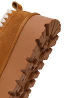 Woman Camel Thick-Soled Suede Teddy Boots | Derimod