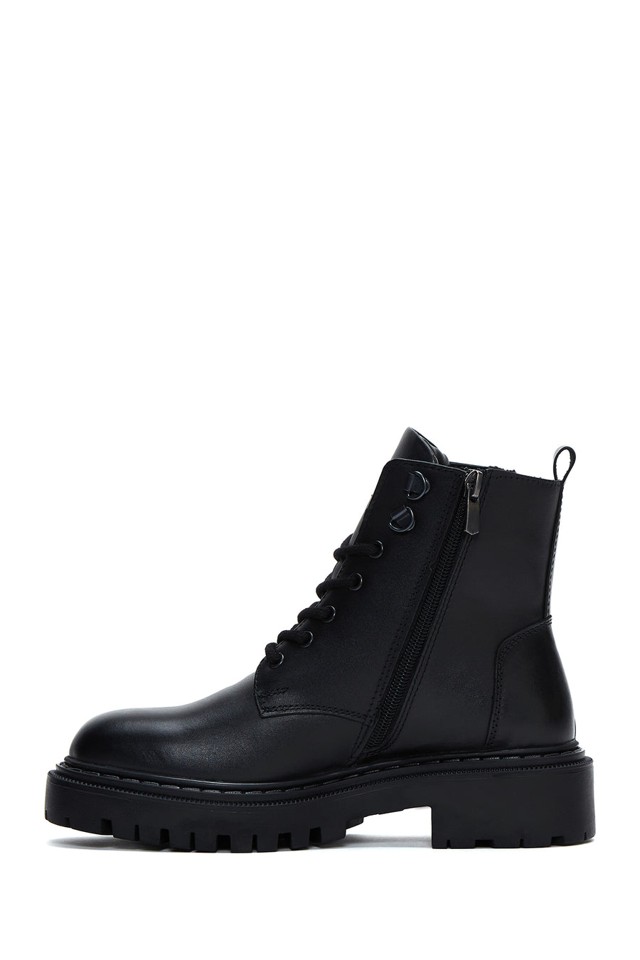 Women's Black Zippered Leather Boots