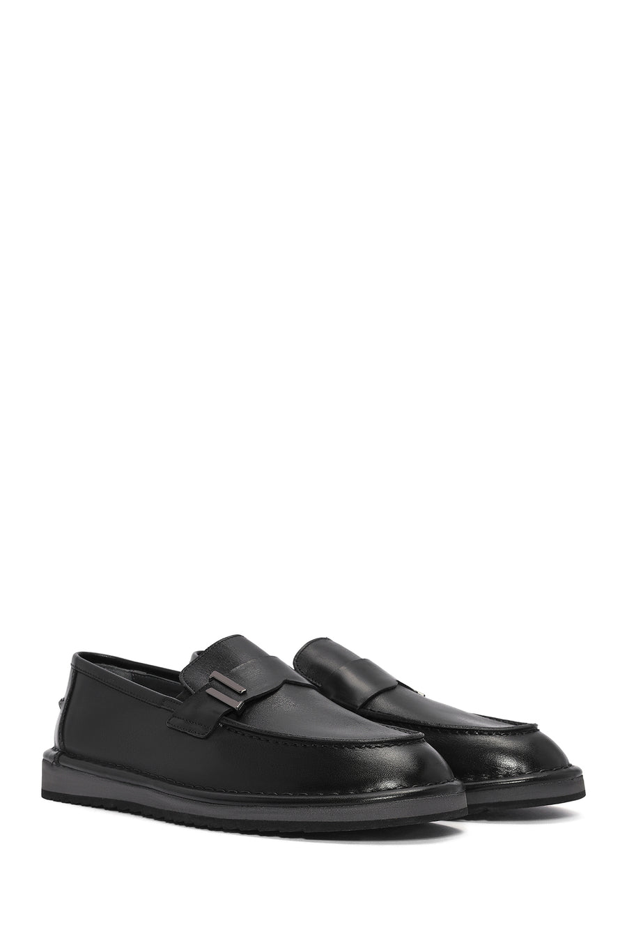 Men's Black Leather Casual Loafer
