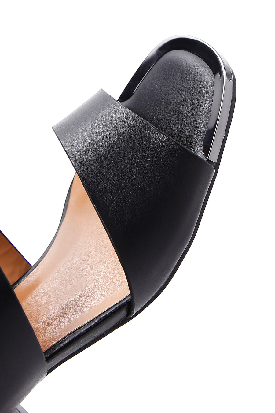 Women's Black Short Thick Heeled Slippers