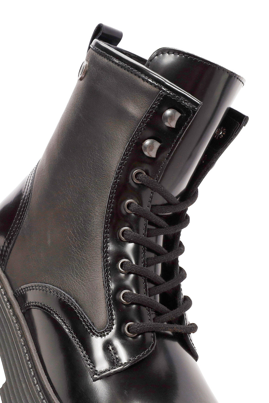 Men's Black Lace-Up Leather Combat Boots