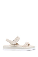 Women's Beige Ankle Strap Leather Comfort Sandals | Derimod