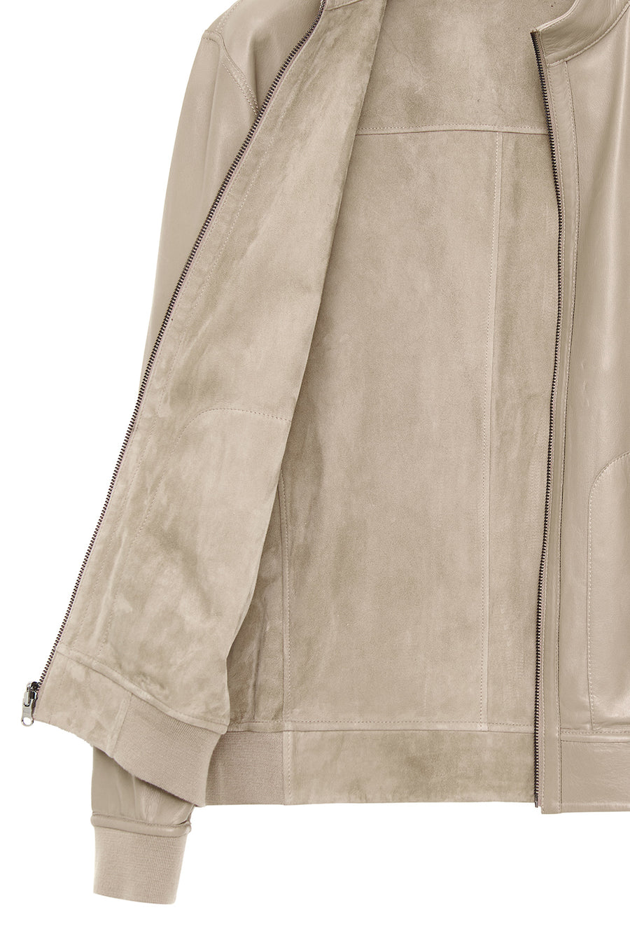 Suarez Men's Beige Mandarin Collar Suede Leather Jacket