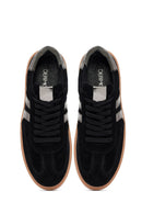 Woman Black Lace-Up Suede Leather Sneakers | Derimod