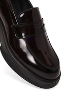 Male Burgundy Chunky-Soled Leather Loafer | Derimod