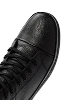 Men's Black Zippered Leather High Top Sneakers | Derimod