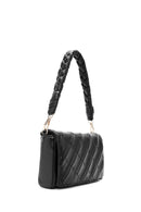 Women's Black Knitted Shoulder Bag with Printed Straps | Derimod