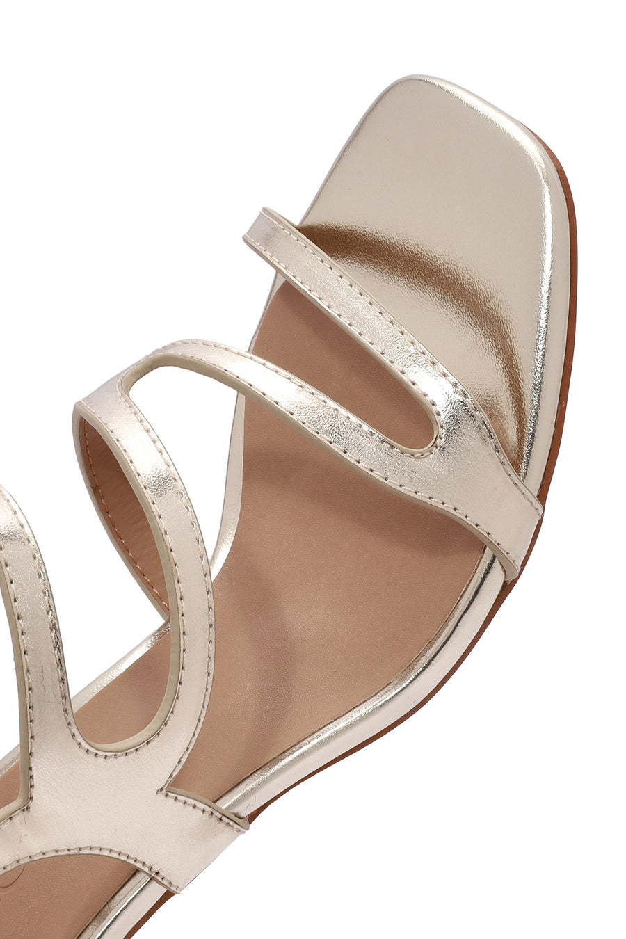 Women's Gold Ankle Strap Chunky Heel Metallic Sandals