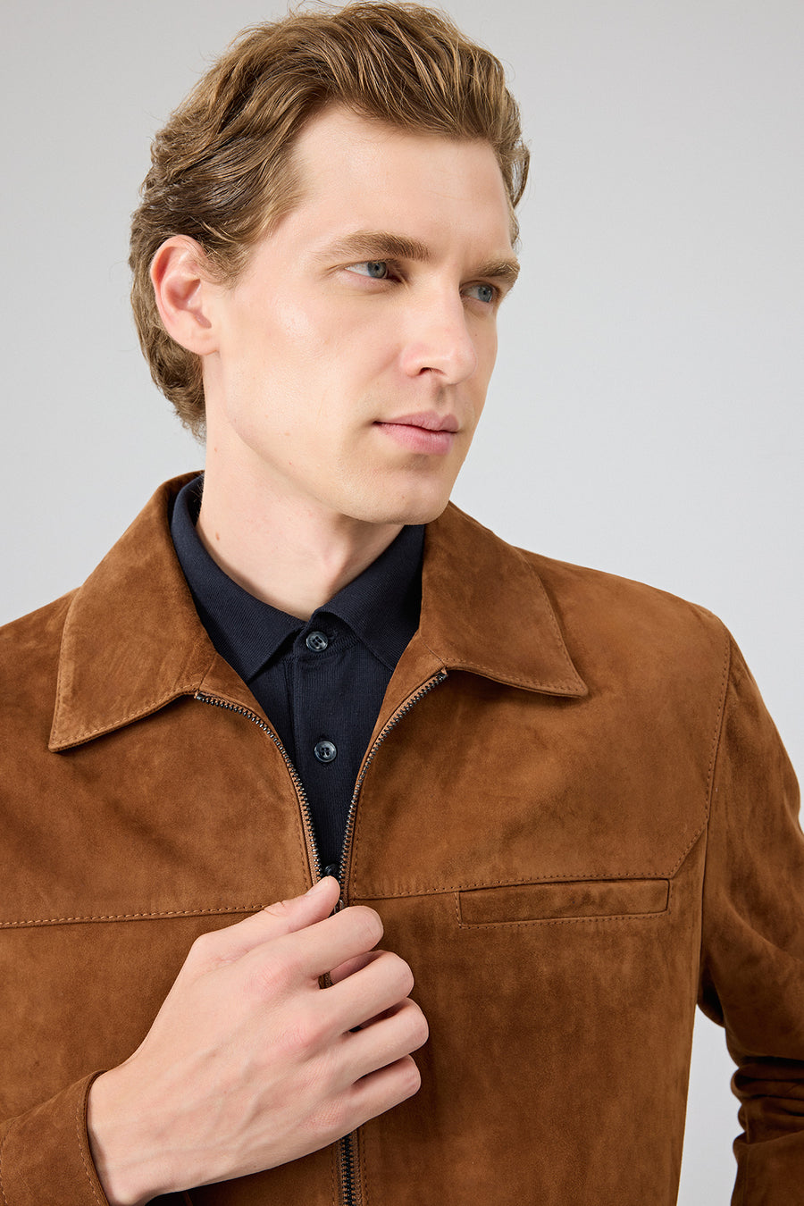 Mark Men's Brown Suede Leather Jacket