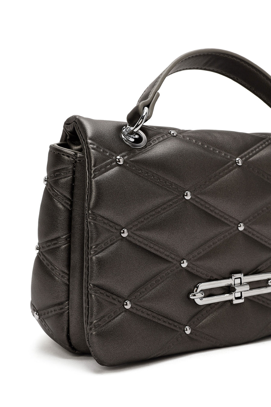 Women's Grey Long Strap Quilted Patterned Shoulder Bag