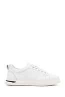 Men's White Lace-up Thick-Sole Leather Sneaker | Derimod
