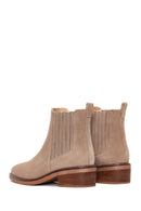 Women's Beige Suede Leather Chelsea Boots | Derimod