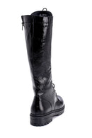 Women's Wrinkled Patent Leather Lace Up Boots | Derimod