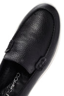 Women's Black Leather Comfort Loafer | Derimod