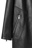 Selena Women's Black Hooded Leather Coat | Derimod