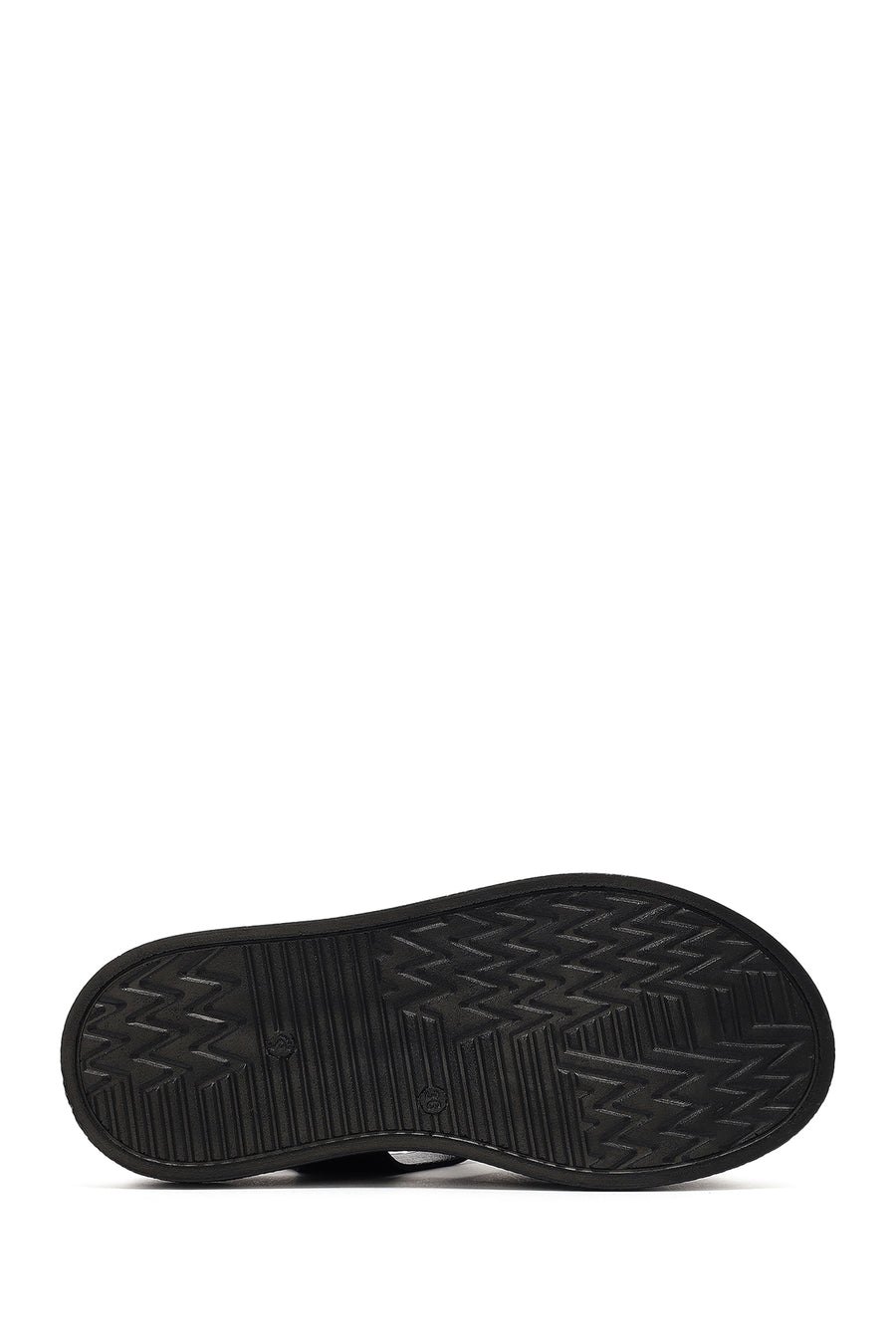 Women's Black Strappy Thick-Sole Leather Sandals