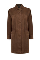 Madrid Kadın Kahverengi Uzun Süet Deri Trençkot | Derimod