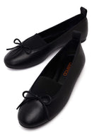 Woman Black Leather Ballet Flat | Derimod