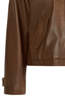 Vera Woman Brown Oversize Leather Jacket | Derimod
