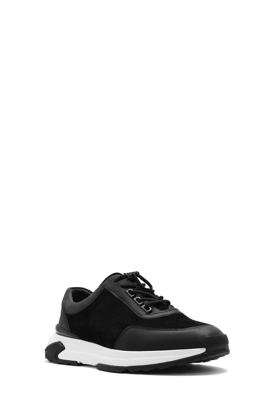 Erkek Siyah Kalın Tabanlı Bağcıklı Süet Deri Sneaker