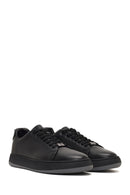 Male Black Lace-Up Thick-Soled Leather Sneaker | Derimod