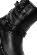 Women's Black Buckle Detailed Leather Boots | Derimod