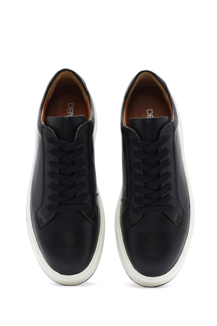 Men's Black Thick Sole Lace Up Leather Sneaker
