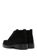 Men's Black Zippered Suede Leather Boots | Derimod