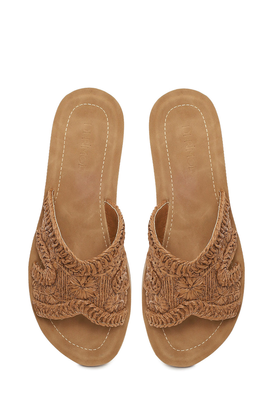 Women's Camel Straw Slippers