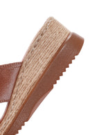 Women's Tan Thick Soled Leather Comfort Slippers | Derimod