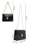 Women's Black Long Strap Crocodile Crossbody Bag | Derimod