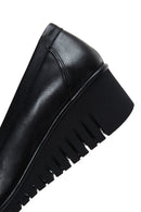 Women's Black Leather Wedge Heel Comfort Shoes | Derimod