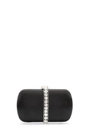 Women's Black Long Chain Strap Stone Mini Clutch Bag | Derimod